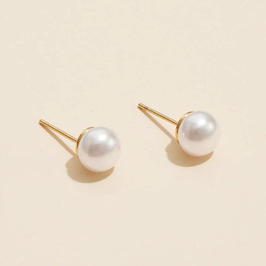 8mm Classic Large Pearl Stud Earrings image 0
