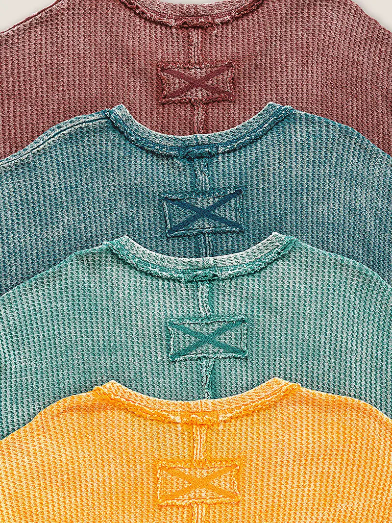 Washed Baby Waffle Top w/ Back Patch image 1