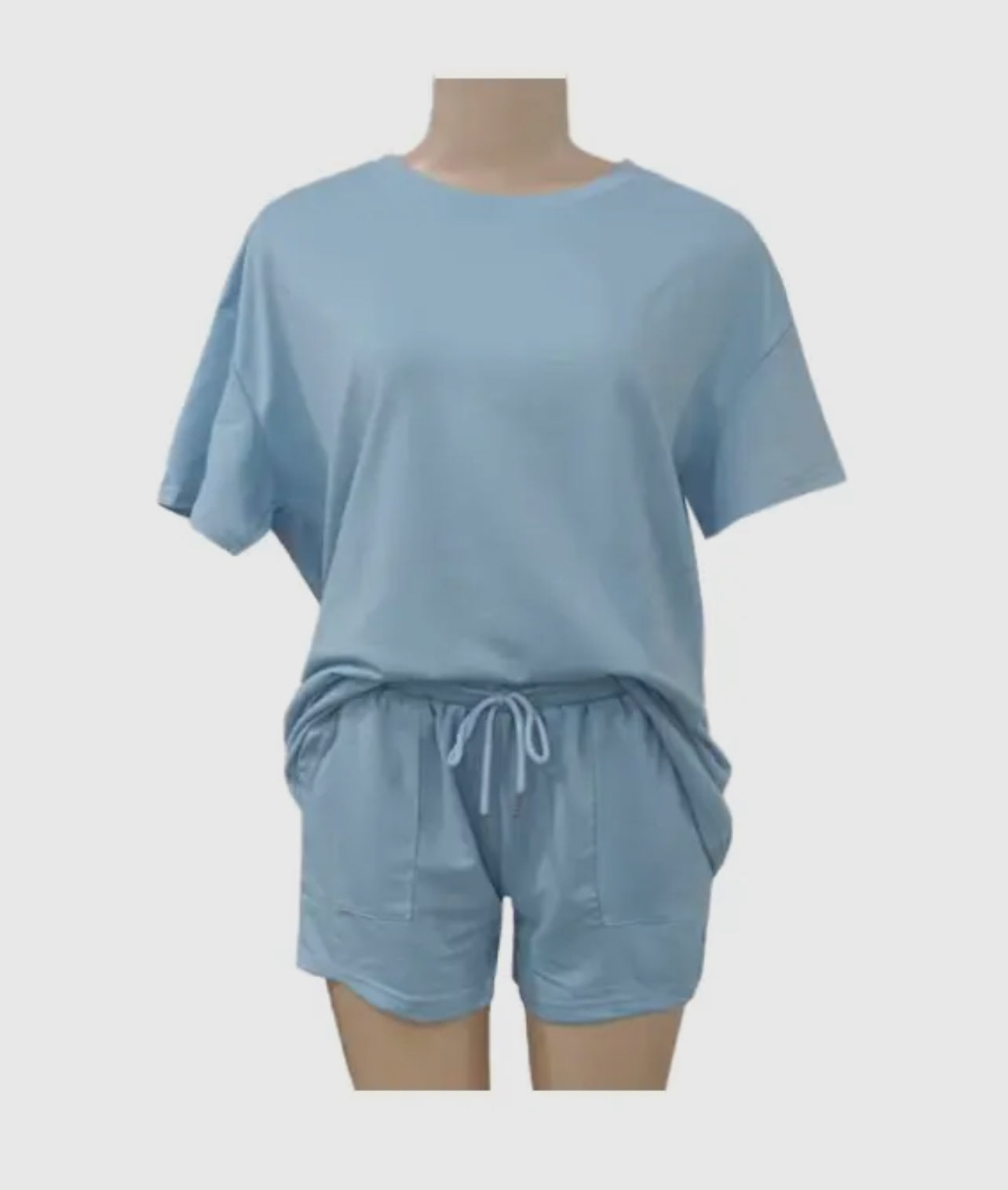 Half Sleeve Basic T-Shirt 2-Piece Shorts Set