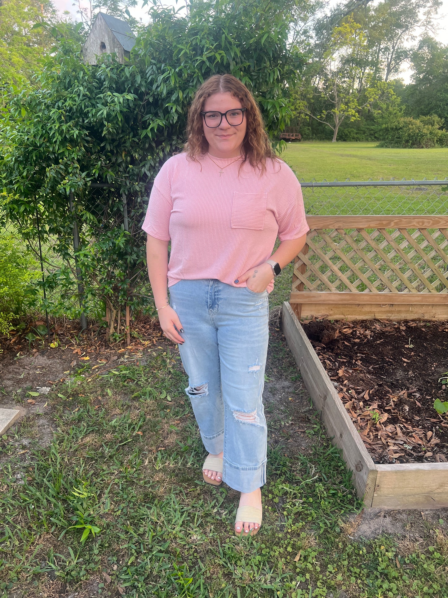 Light Wash Distressed Flare Jeans