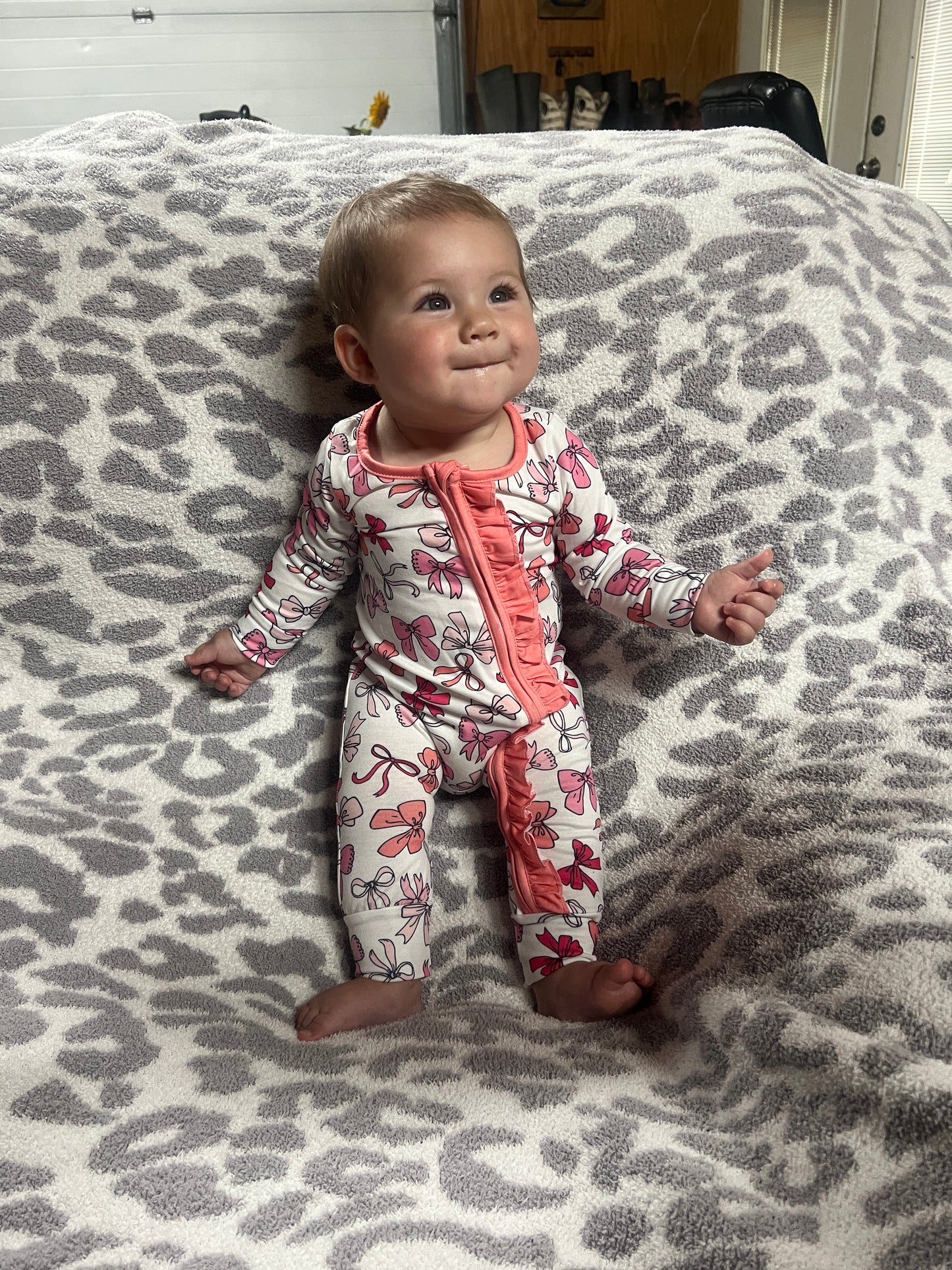 Bow Print Baby Zippy Sleeper