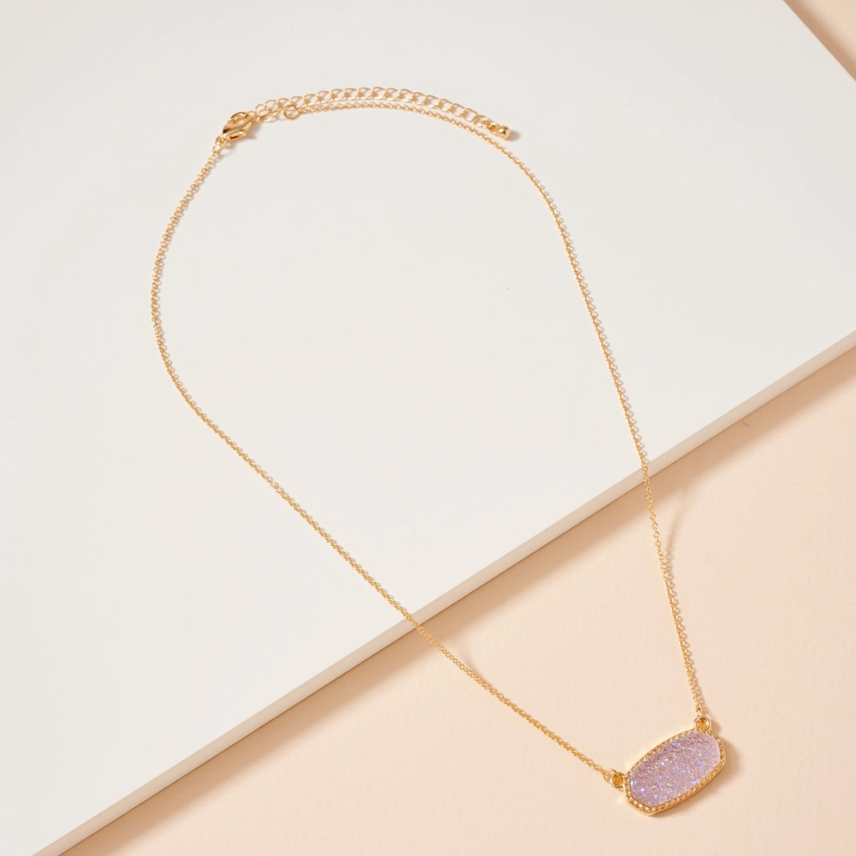 Druzy Stone Charm Short Necklace image 1