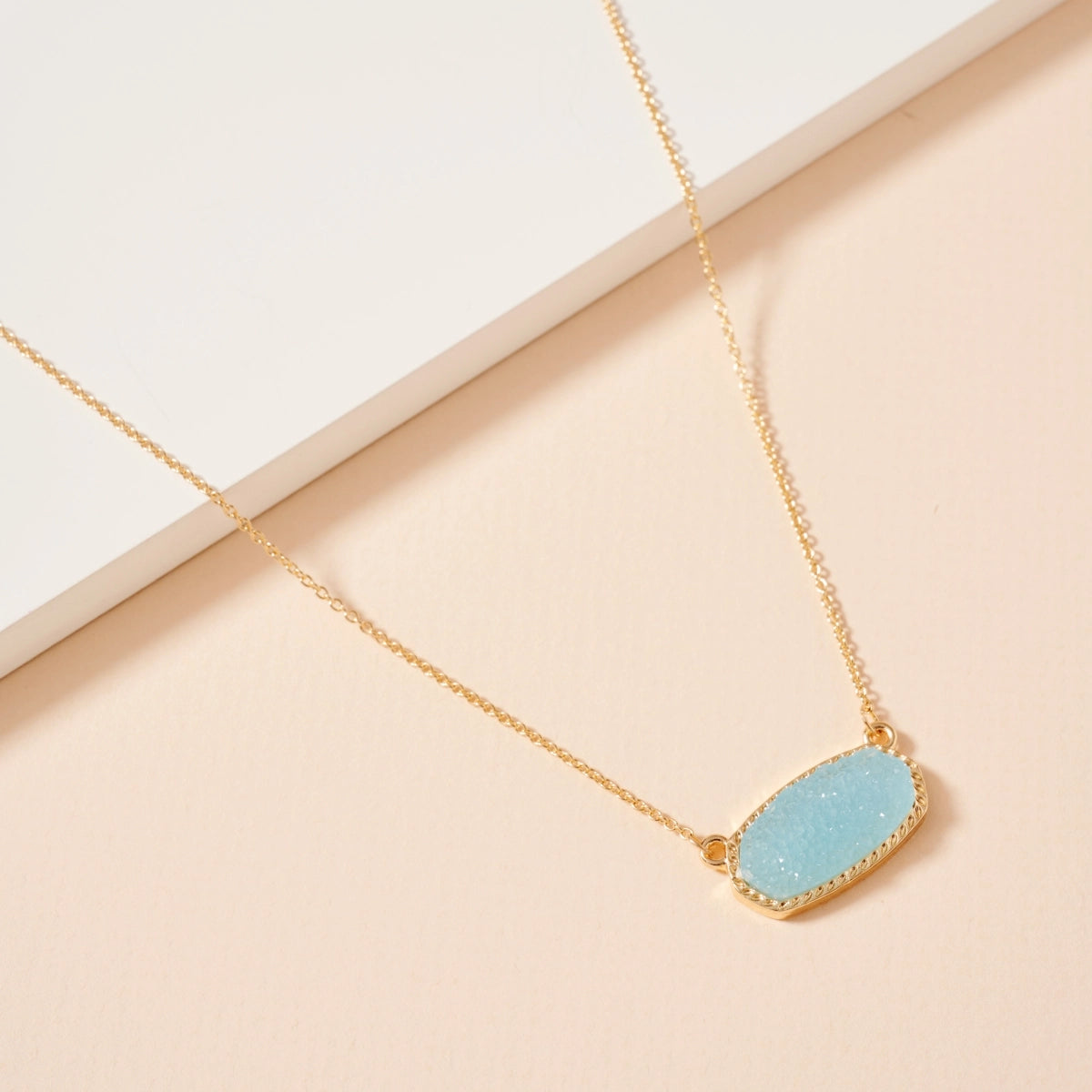 Druzy Stone Charm Short Necklace image 0